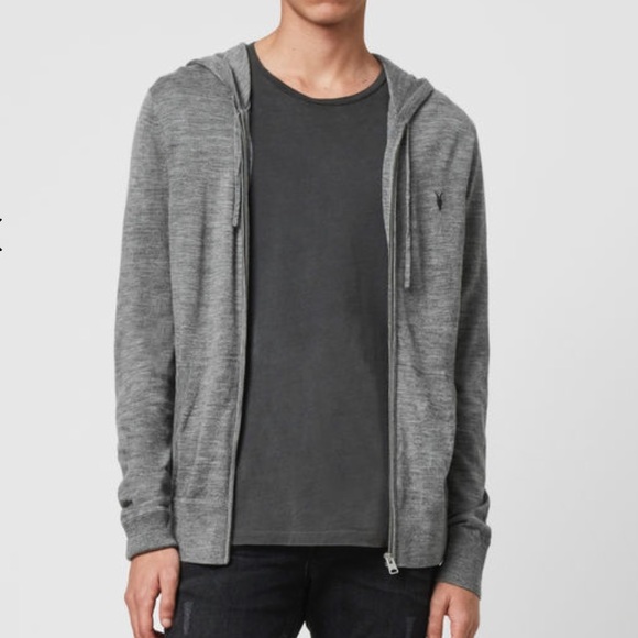 All Saints Other - ALLSAINTS MODE MERINO WOOL ZIP HOODIE GRAY SMALL